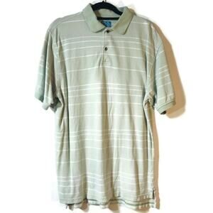 Jos. A. Bank Men's Striped Polo Shirt Size Medium Green/White Classic Casual